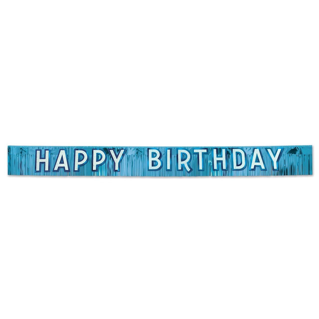 6 Pack Bulk Metallic Happy Birthday Party Banner - blue with silver
